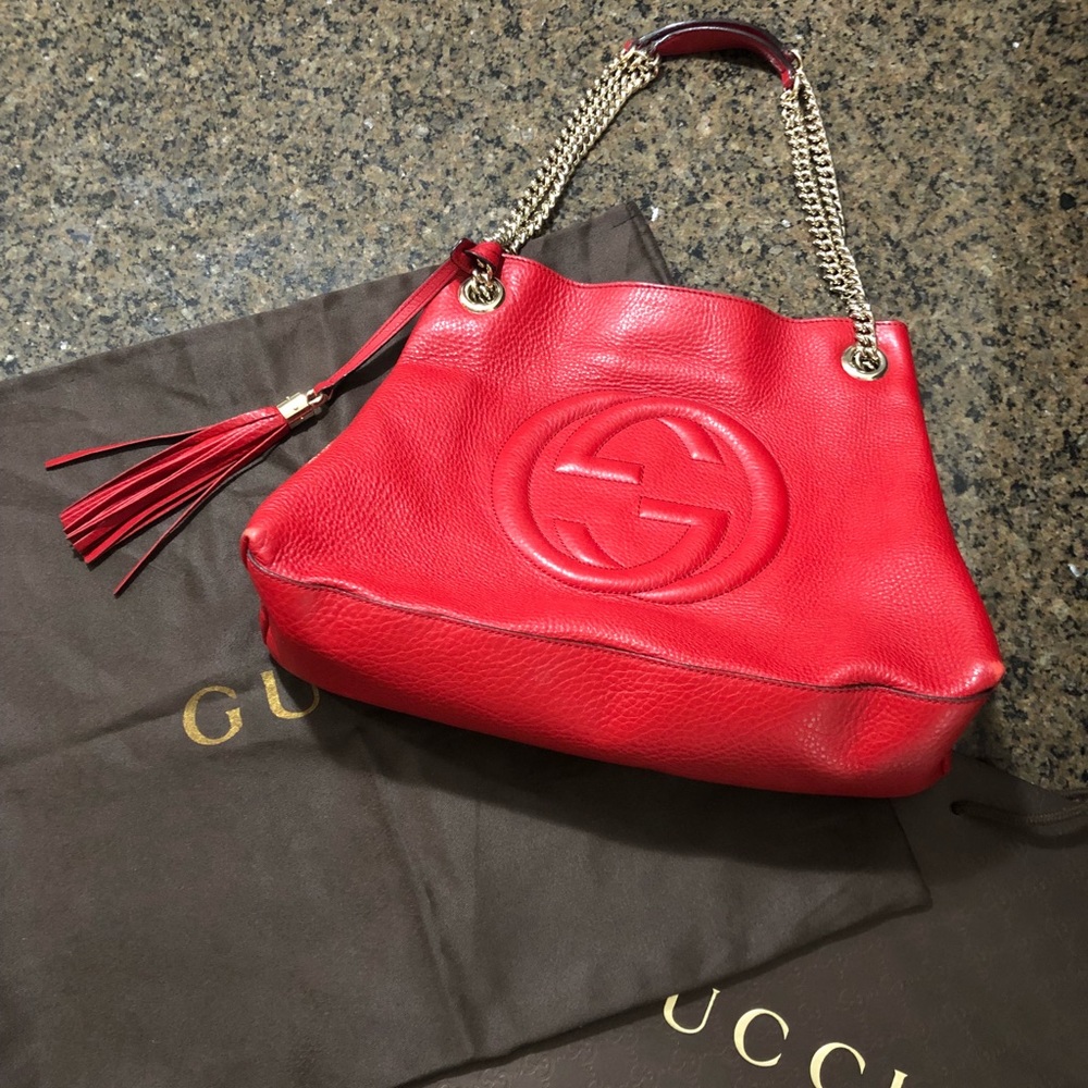 RED GUCCI SOHO SHOULDER BAG